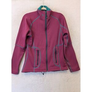Stoic Women's Size S Full Zip Micro Grid Fleece Jacket Magenta Pink Teal